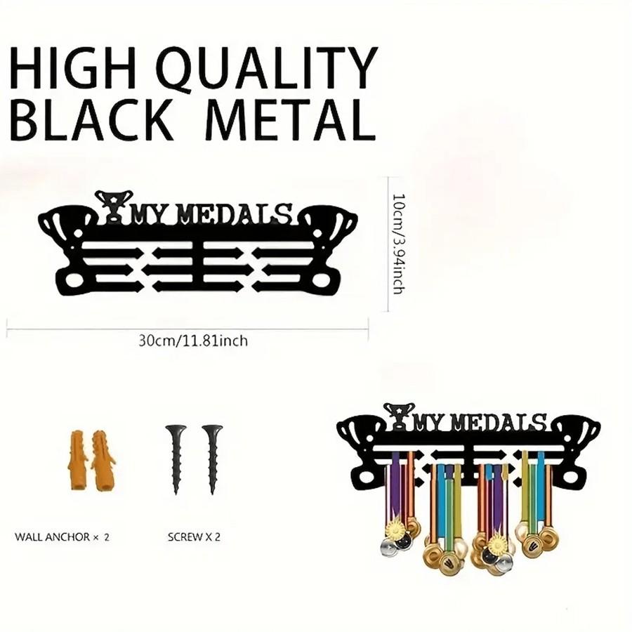 Metal Medal Display Stand, Wall-Mounted Running Medals Holder, Sports Ribbon Organizer, Suitable for Runners Gymnasts