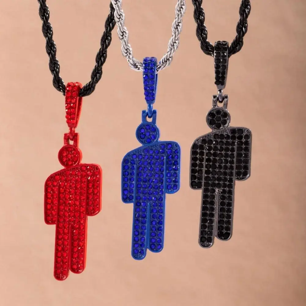 Unisex Fashionable Luxury Cartoon Off-Center Rhinestone-Crystal Pendant Necklace, Gemstone Lock Chain Hip Hop Costume Jewelry
