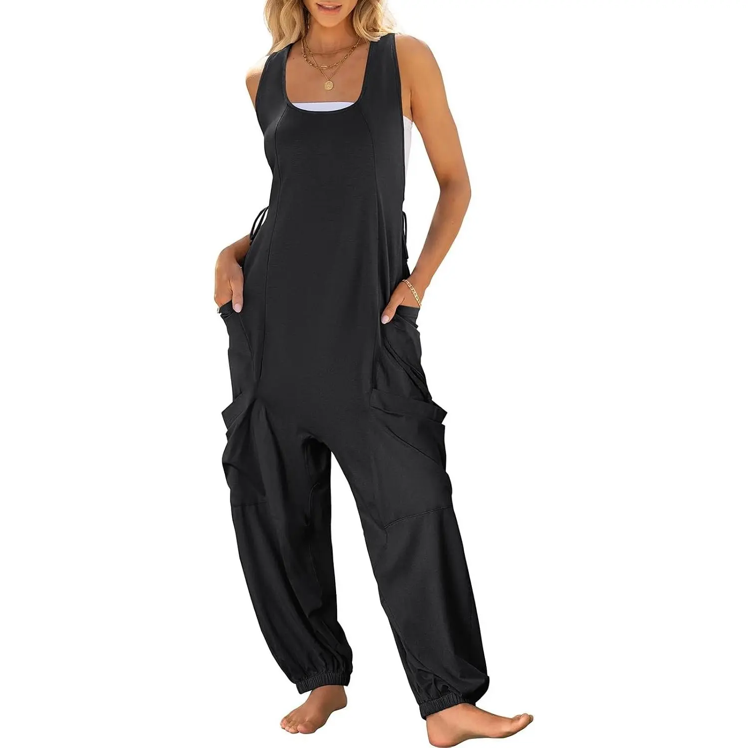 Women's Sleeveless Dressy Casual Loose Jumpsuit Romper with Baggy Harem Pants - 2026 Trendy Summer OutfitGift