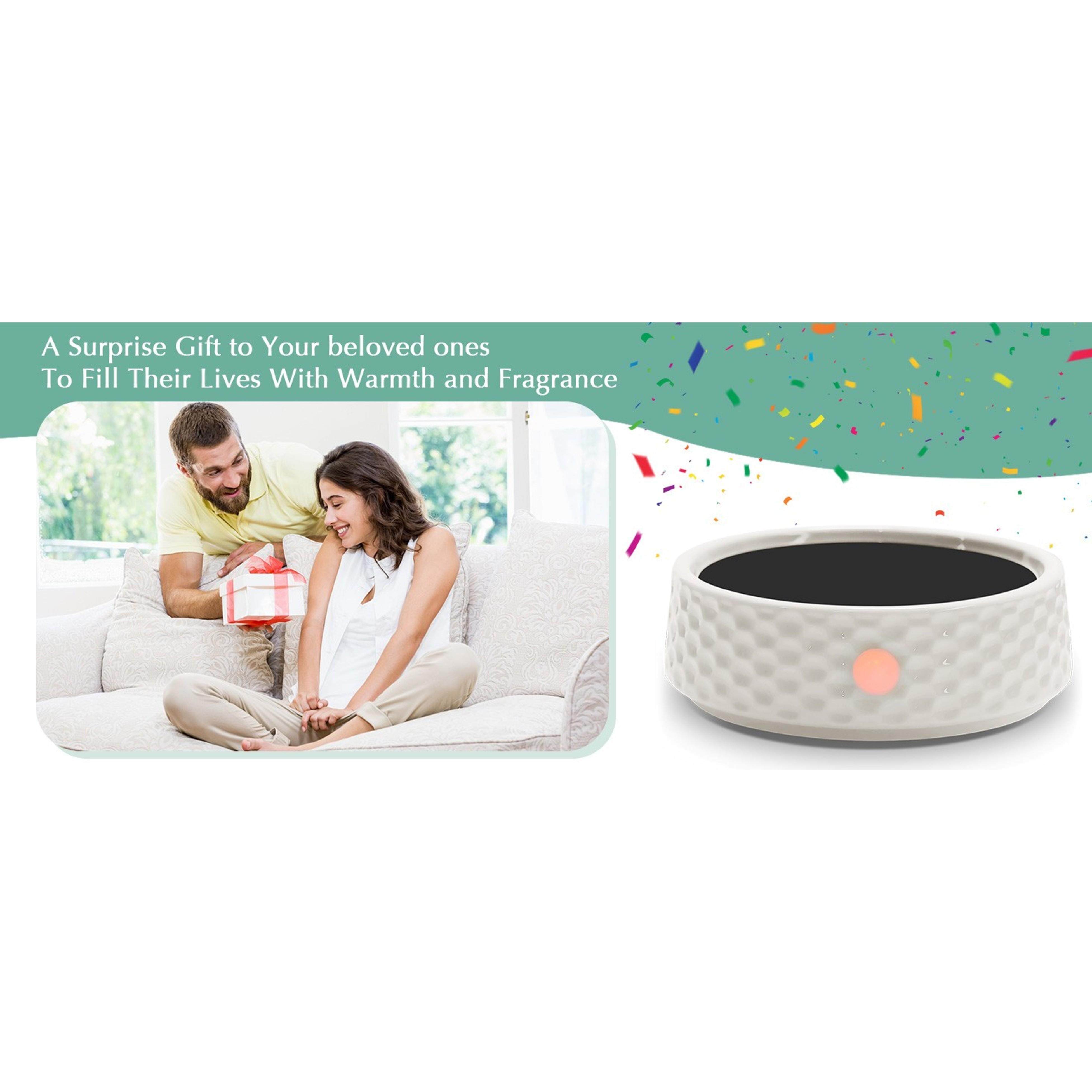 Large Electric Ceramic Candle Warmer Plate with Timer, Adjustable Fragrance Intensity, and Auto Shut Off – Aromatherapy Wax Warmer for Home Office, Heating Beverages Like Milk, Tea, and Hot ChocolateGift