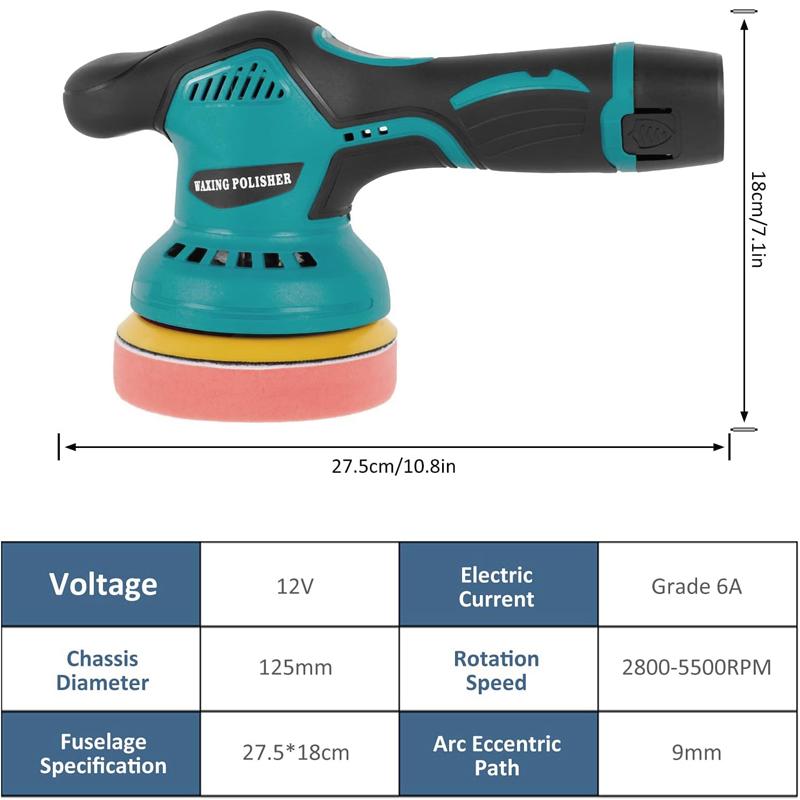 Cordless Car Buffer Polisher, 6 In Mini Buffer Polisher Kit with 2 Pack 12V Rechargeable Batteries,8 Variable Speed 5500RPM Orbital Polisher for Car Boat Detailing, Polishing,Scratch Removing,Used for Thanksgiving and Christmas gifts. Cordless Car Buffer Polisher, 6 In Mini Buffer Polisher Kit with 2 Pack 12V Rechargeable Batteries,8 Variable Speed 5500RPM Orbital Polisher for Car Boat Detailing, Polishing,Scratch Removing,Used for Thanksgiving and Christmas gifts.