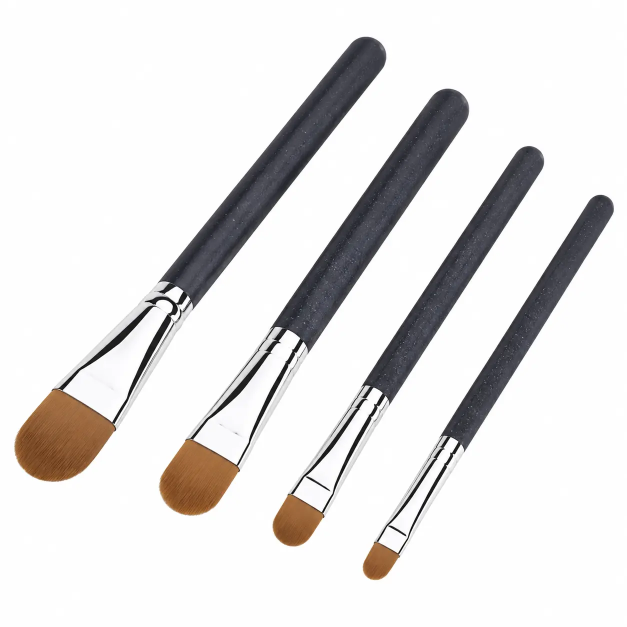 Professional Ultra-Thin Flat-Round Foundation & Concealer Brush Set for Liquid and Cream Makeup – Includes 4 Precision Sizes for Flawless Blending, Contouring, and Full-Coverage Application on All Skin Types