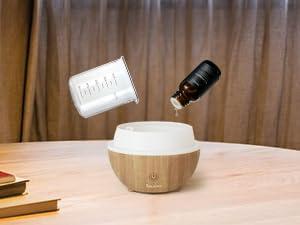 Essential Oil Diffuser, 100ml Small Aromatherapy Diffuser with Auto Shut-Off Function, Ultrasonic Diffusers for Essential Oils, Cool Mist Humidifier with Warm White Lights, for Office Home