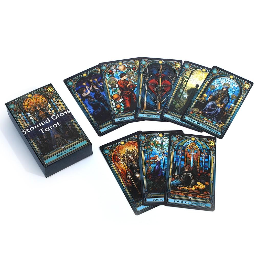 Tarot Cards Deck, Card Set, 78pcs Stained Glass Tarot Cards, Entertainment Game for Family Gatherings, Family Fun, Divination Board, Classic Future Telling, Party Game