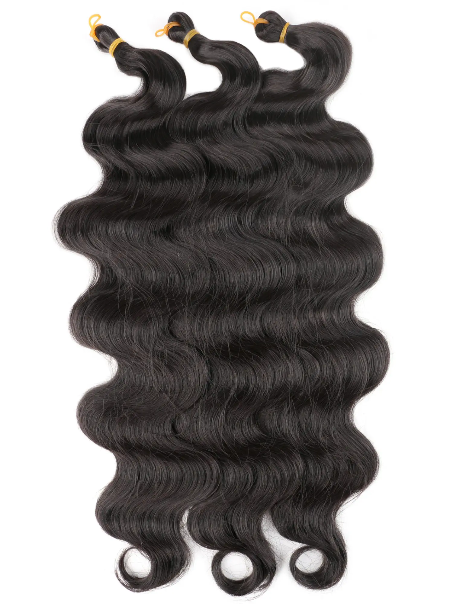 3 Packs Body Wave Braiding Hair 24 Inch Long Pre-Feathered Synthetic Hair Braids for Boho Box Braids Ocean Wave Crochet Braiding Hair Extensions for Women Wavy Hairpieces