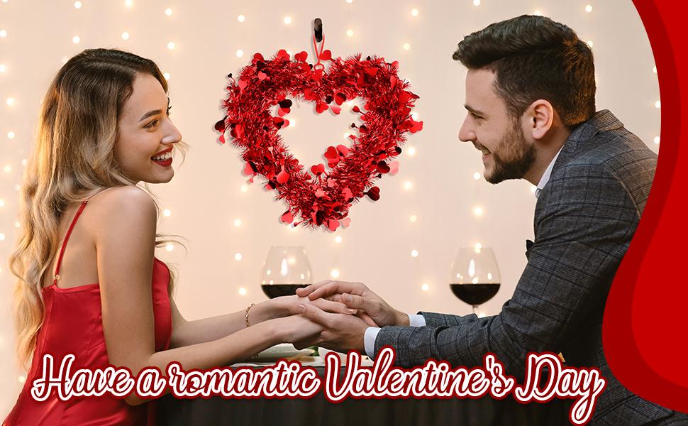 Valentine's Day Heart Wreath 8/6/3 Pcs Red Pink Tinsel Heart Shaped Hanger Wreath for Front Door Window Wall Mantle Kitchen Cabinet Romantic Atmosphere Valentines Decor Wedding Decorations Anniversary Birthday Party Spring Indoor Outdoor Home Decor