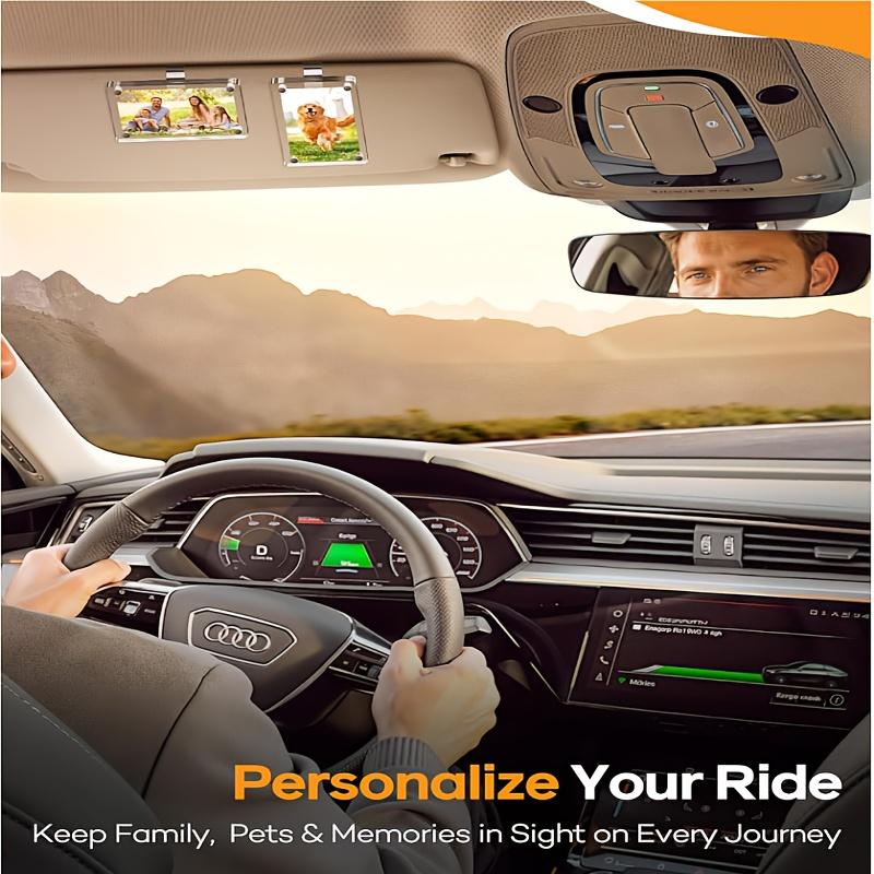 2-Pack Magnetic Car Sun Visor Photo Clips, Transparent Acrylic Display Picture Holder, Suitable for Family and Pet Photos, Easy-to-Install Design, Warm Gift foers, Durable Stylish Car Accessories, Car Sun Visor Frames, Mom Car Accessories, Car Supplies