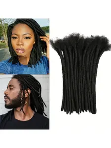 30 Strand Human Hair Extensions, 4-16 Inches Dreadlock Hair Extensions, Unisex Handmade Permanent Human Hair Weaves，Volume Boosting Dreadlock Styles for Dreadlock Maintenance