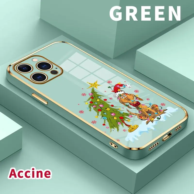 Soft TPU Smartphone Case for iPhone 18,17,15 Pro Max,16,14 Plus,13,12,11,X,XS Max,XR - Handheld Cellphone Cover with Doggy Christmas Delight Design, Electroplating, Anti-Slip Bumper, Shockproof Protection for Mobile Devices