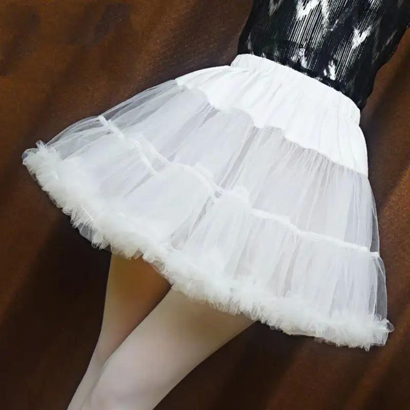 Women's Basic Minimalist Ruffled Bubble Petticoat - Short Tutu-Style No-Hoop Underskirt for Prom Dresses, Nylon-Acrylic All-Seasons Bottoms