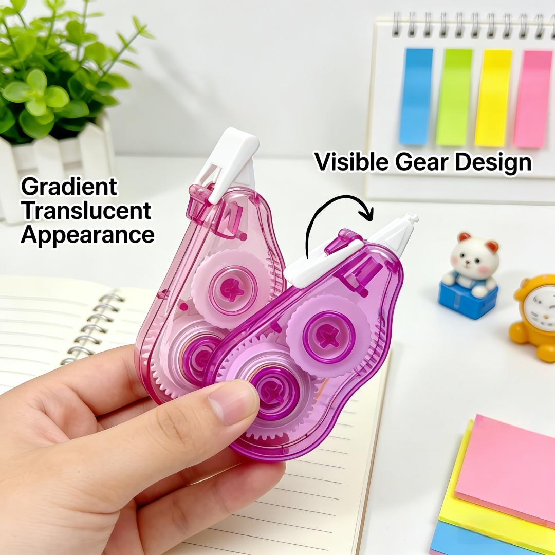 6-Pack Lightweight Transparent Correction Tape, Flip-Top Portable Design, Multiple Color Options, Ideal for School Notes, Exams, Office Supplies