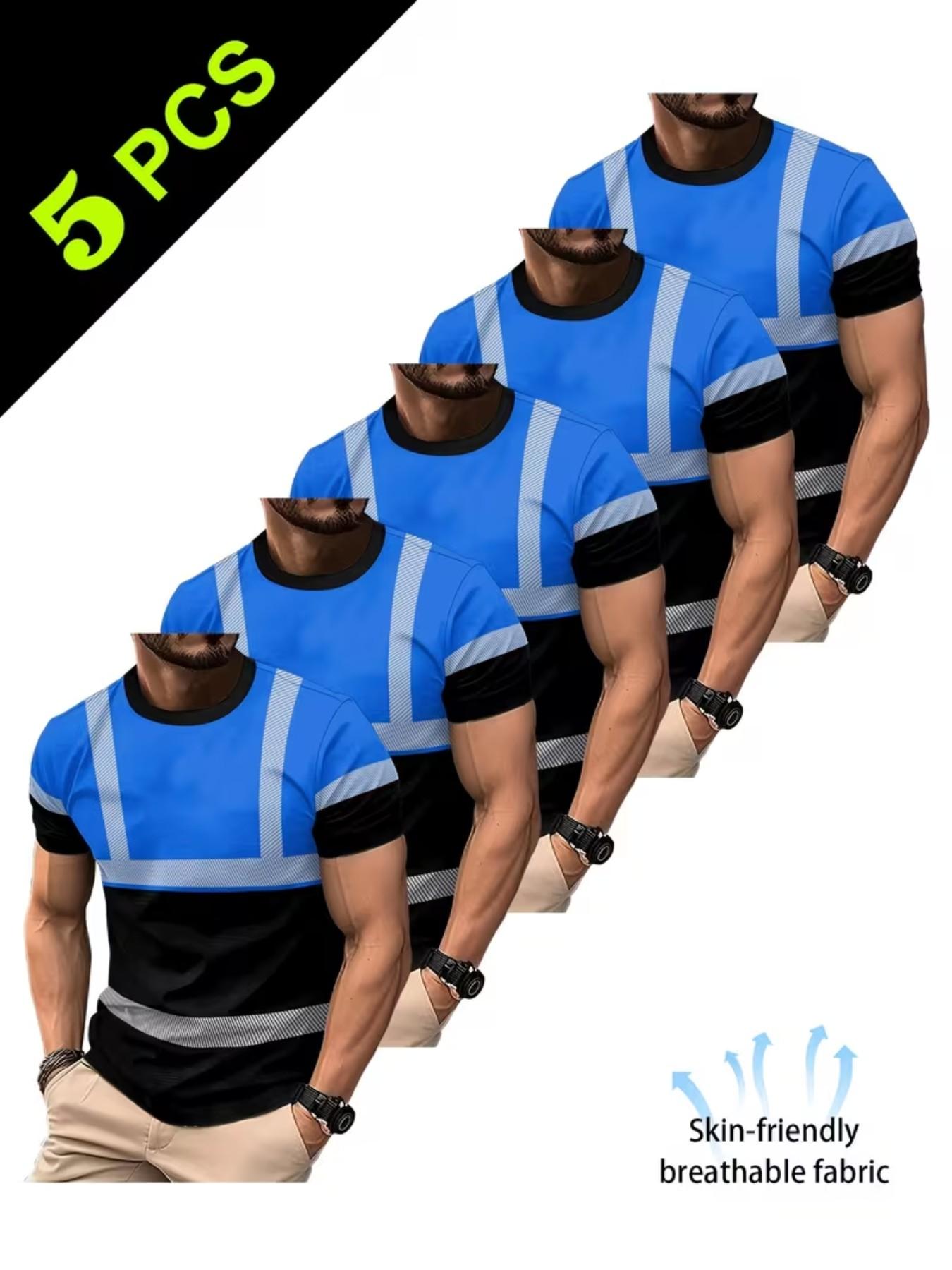 Safety Short Sleeve T-Shirt Set, Work Protection Gear, Work Safety Equipment, Breathable and Durable, Casual Graphic Tee, H-Type Silhouette, No Collar