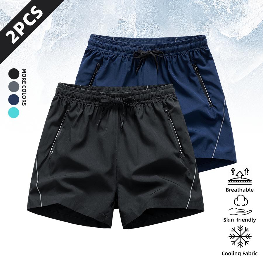 Men’s 4-Pack Quick Dry Athletic Trouser Shorts , Breathable Plain Gym Shorts with Zipper Pockets & Adjustable Drawstring, Big & Tall Cargo Menswear Activewear with Reflective Trim for Running, Workouts & Outdoor Training outdoorfun