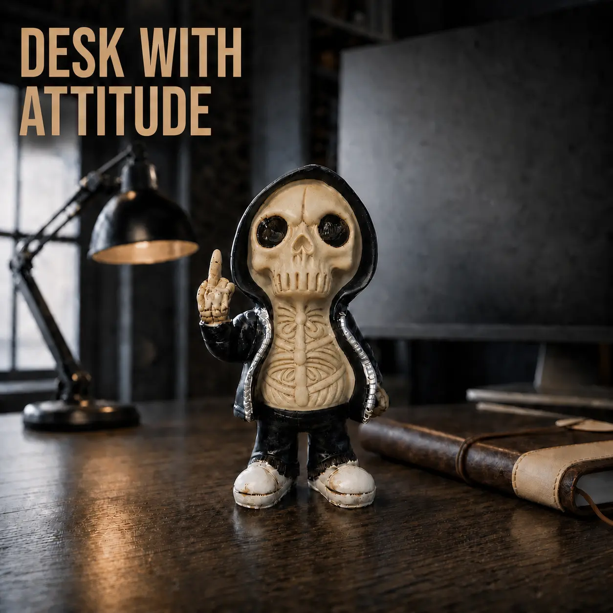 1PC Middle Finger Skull Ornament, Home Decoration Item, Desktop Mini Sculpture, Bold Statement Piece, Unique Wall Art Accessory, Desktop Statue, Desk Ornaments, Resin Figurine Statue, Decoration Figure