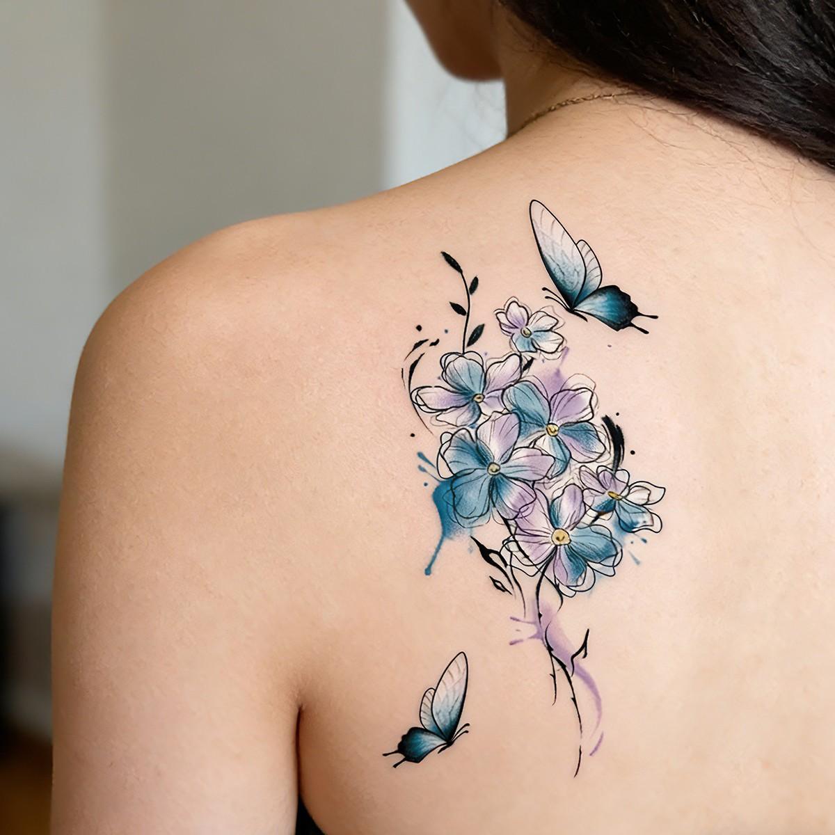 Butterfly and Floral Pattern Design, Disposable, Waterproof, Sweat-Proof, Easy to Use, Perfect for Women's Parties and Festivals