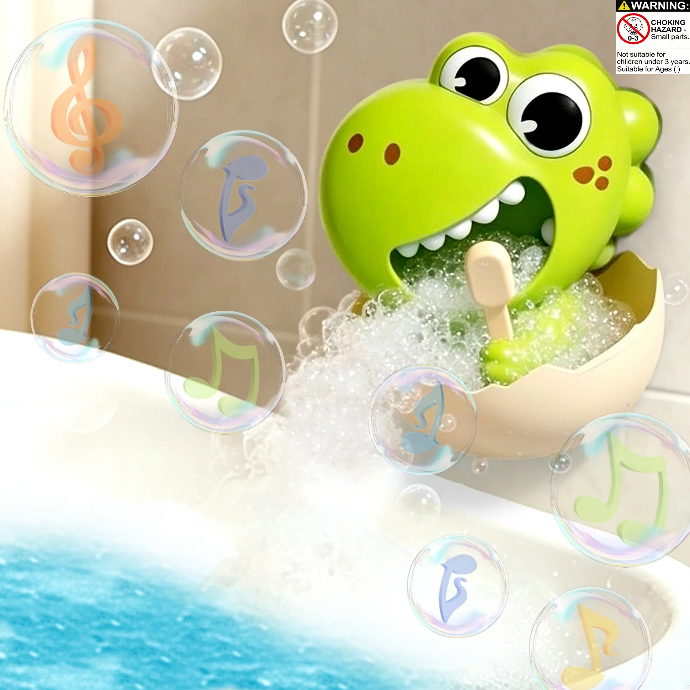 New Kids Bath Toy, Dinosaur Shape Bubble Maker with Music, Fun Bathroom Pool Toy, Perfect Birthday and Christmas Gift, Requires Aaa Batteries, Music Feature