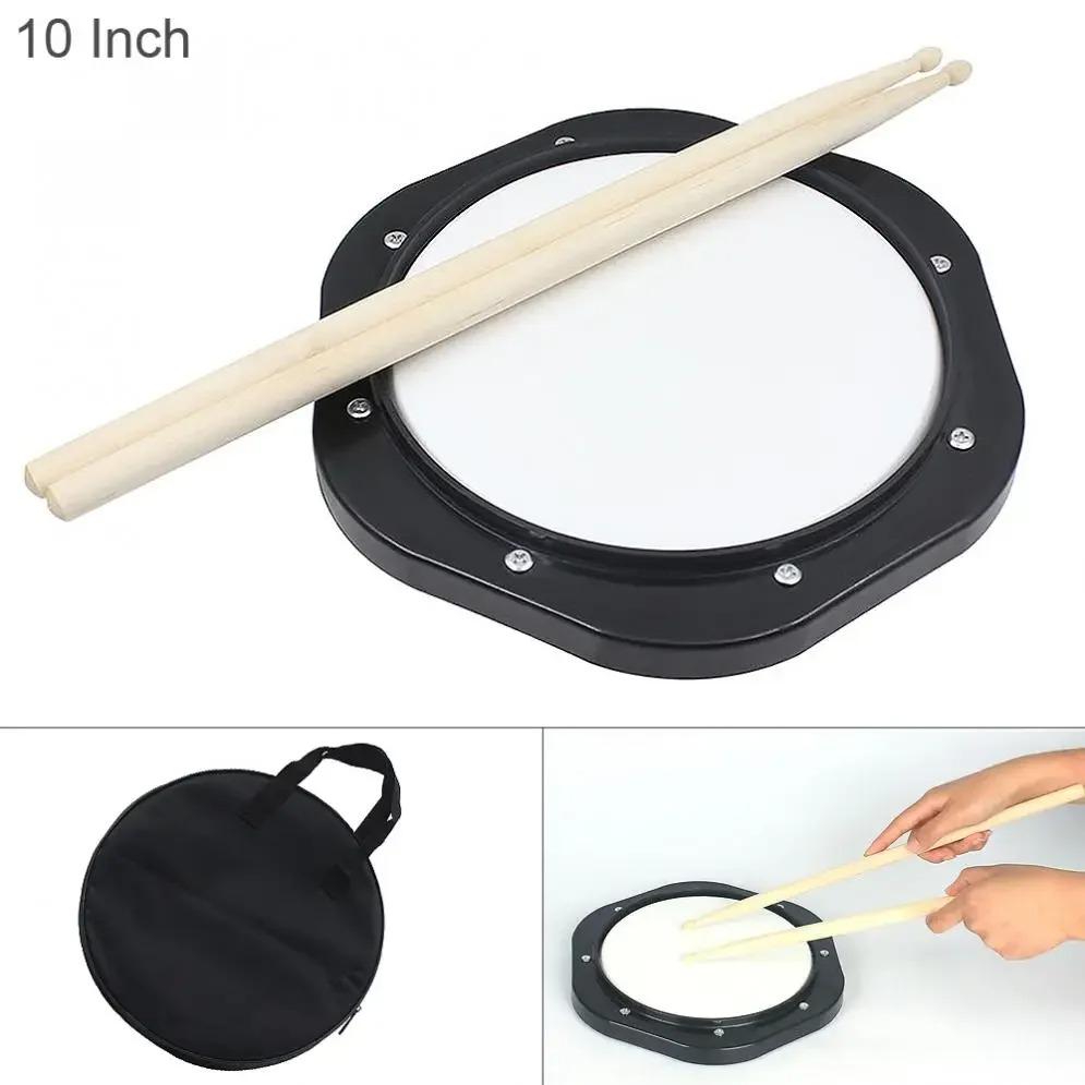 10 Inch Practice Pad for Jazz Drum Set, Abs Material, Includes Drumsticks and Bag, Ideal for Beginners and Professionals