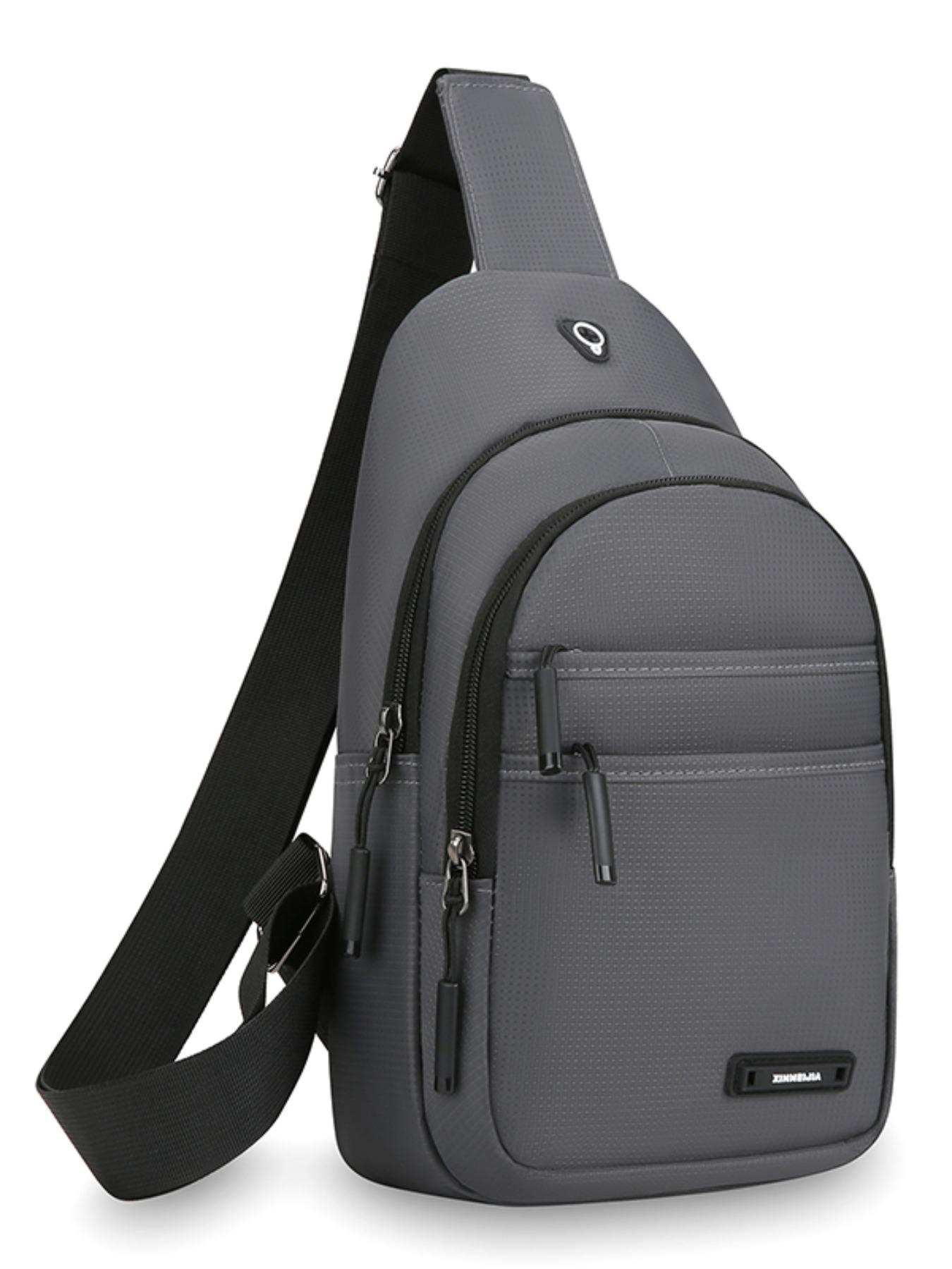 Men's Casual Nylon Chest Bag, Multi-Functional Zipper Pouch, Comfortable Outdoor Sports, Cycling, Commuting, Adjustable Strap Backpack