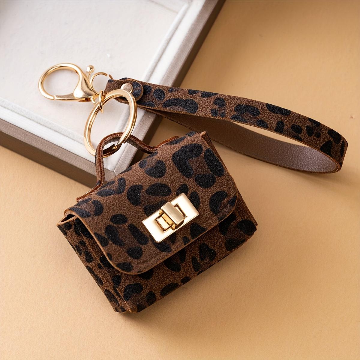 DB- Leopard Print PU Leather Keychain with Coin Pouch – Trendy Fashion Charm for Women, Mini Change Wallet Pendant for Keys, Handbags, Car Accessories, Stylish Everyday Carry Gift SpringStatements-DB
