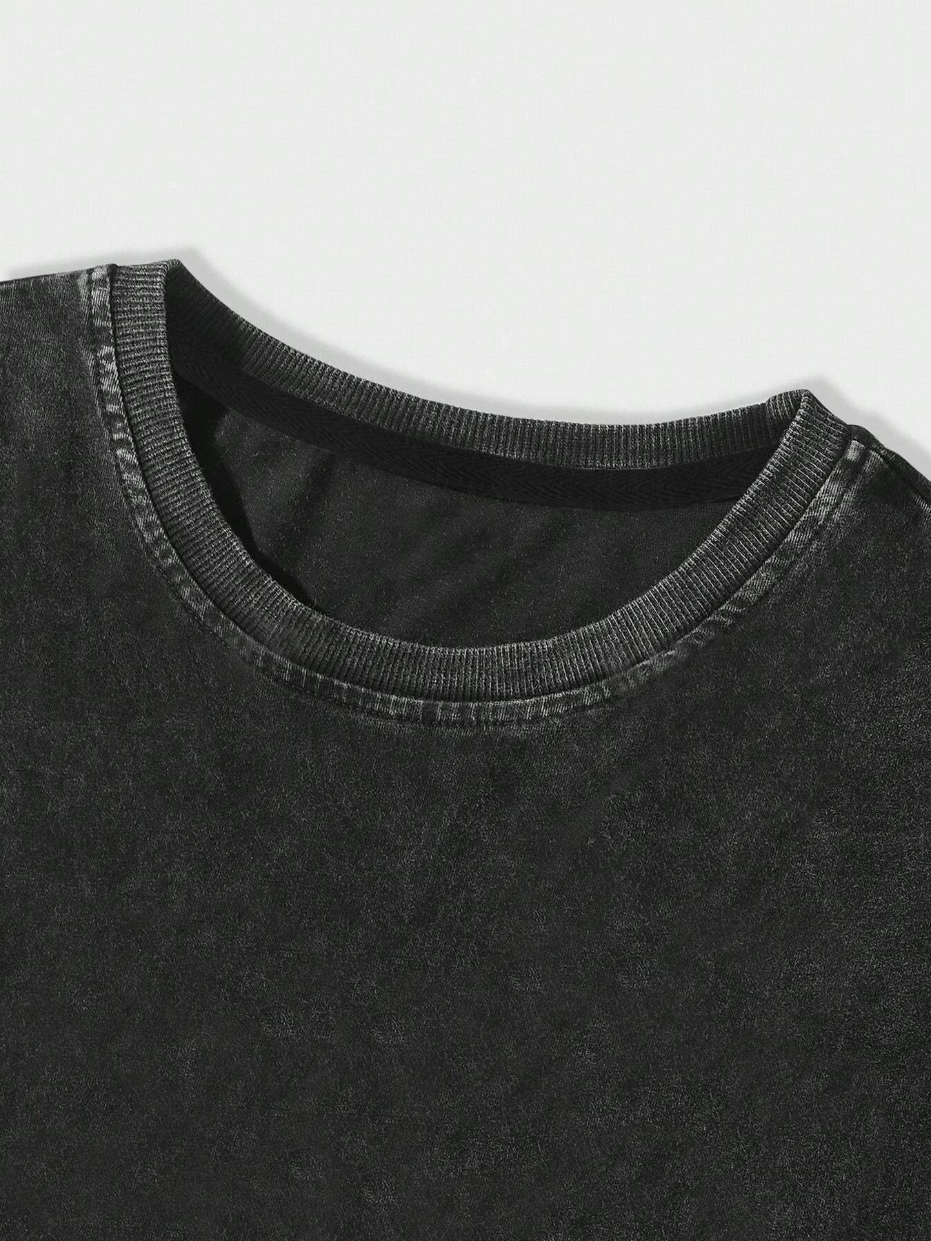 Fashionable street style element pattern, washed and breathable pure cotton, high weight, high texture, comfortable round neck short-sleeved Fitted T-shirt, Casual, Streetwear, Crewneck, Soft, Fabric, Casual Streetwear Essentials