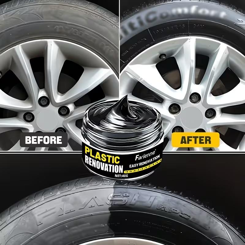 Car Plastic & Rubber Repair Cream, Glossy Paste for Body and Interior, Prevents Fading and Oxidation, Suitable for Bumpers, Leather, Plastics