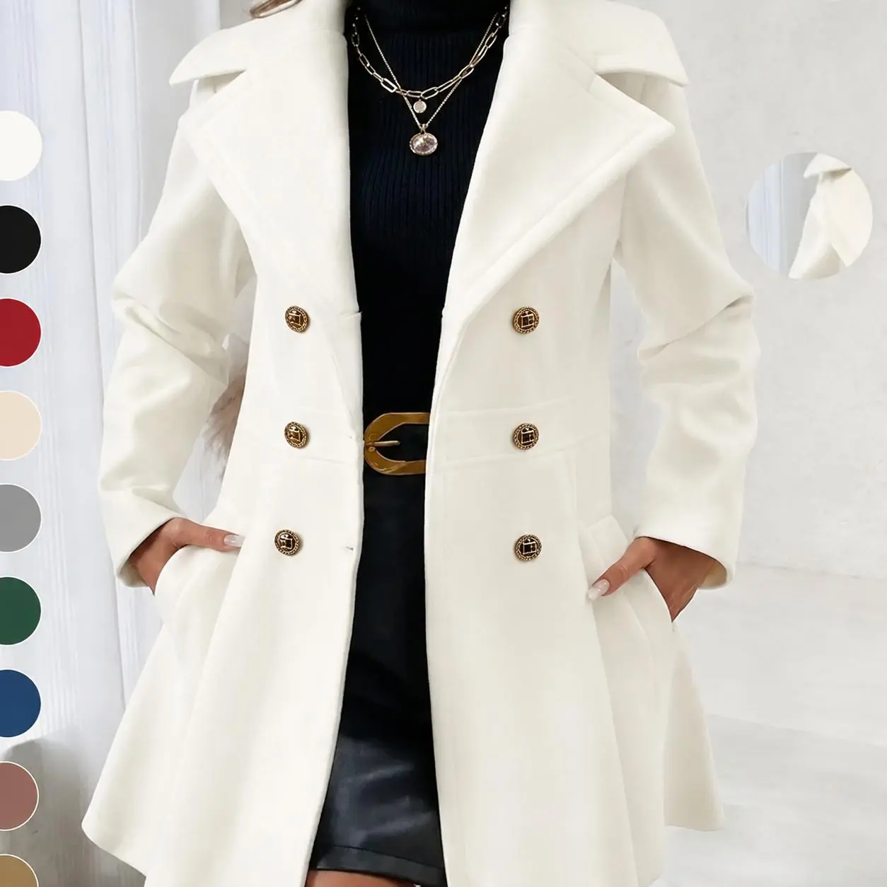 VVZ 2026 Spring New Chic Women’s Long Sleeve Button-Up Long Coat - Classic Lapel, Pockets, Elegance-Infused Everyday Jackets for Spring & Autumn Outerwear
