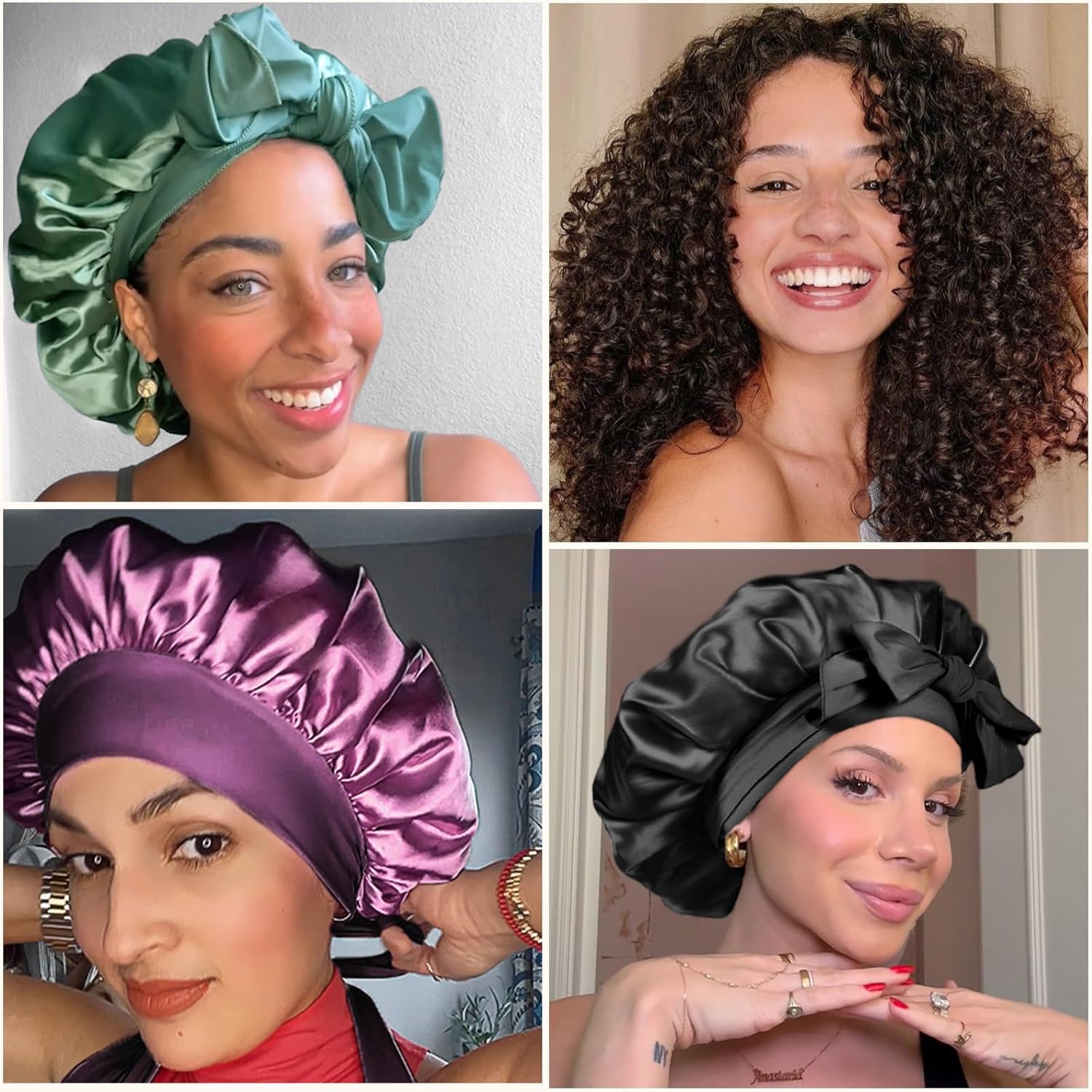 Double Layer Satin Bonnet,Soft and Breathable Hair Care Bonnet,Adjustable Night Sleeping Cap,Heatless Styling Tool for Women,Bonnets For Sleeping