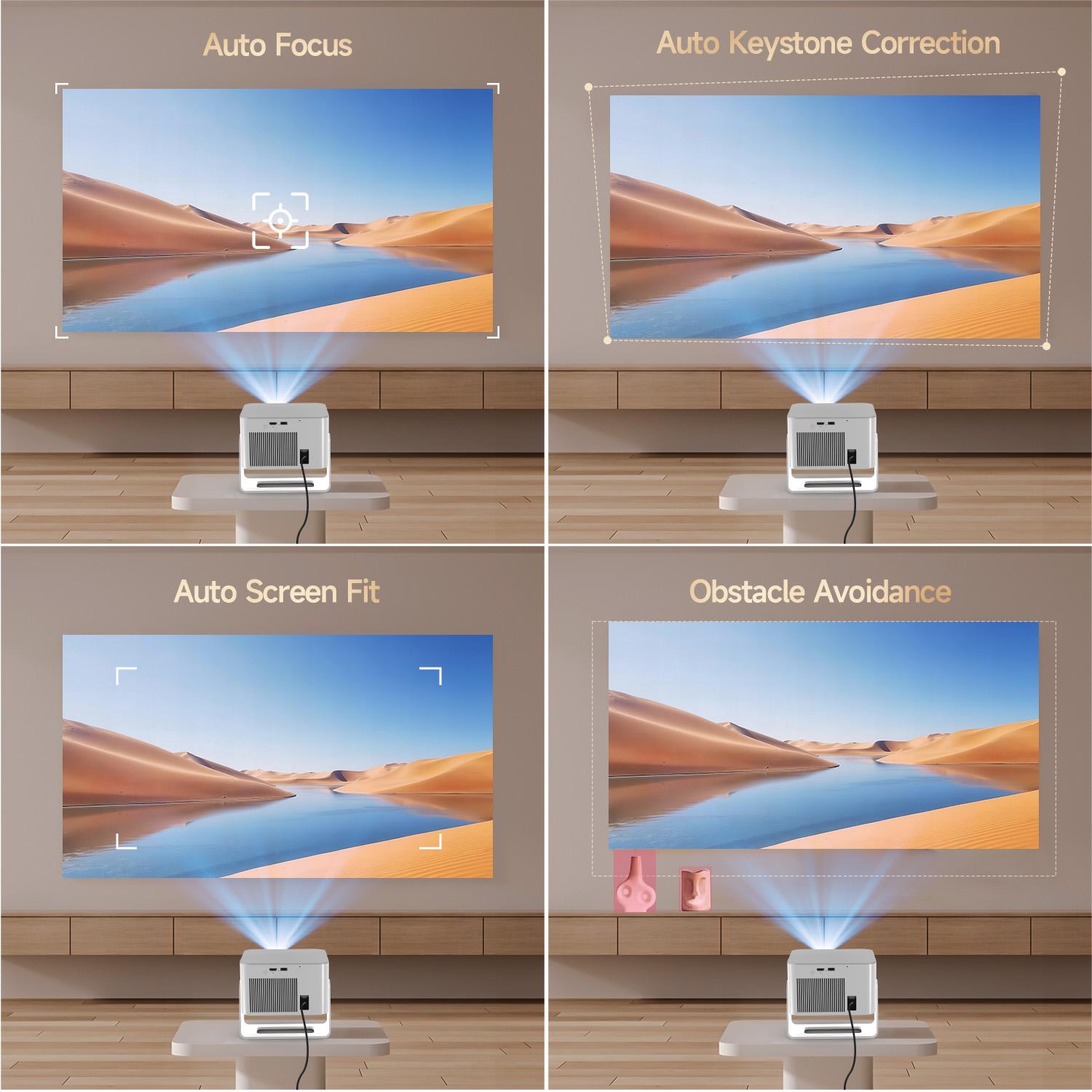 [US warehouse] Magcubic HY350MAX Projector 900ANSI Auto Focus 8K Decode Android 14 Allwinner H726 Built-in 15W HiFi Speaker Dual WiFi6 BT5.4 Native 1080P 1.0:1 short Throw Portable Smart Projector For Home Cinema Movie Night, Gift, Summervibes