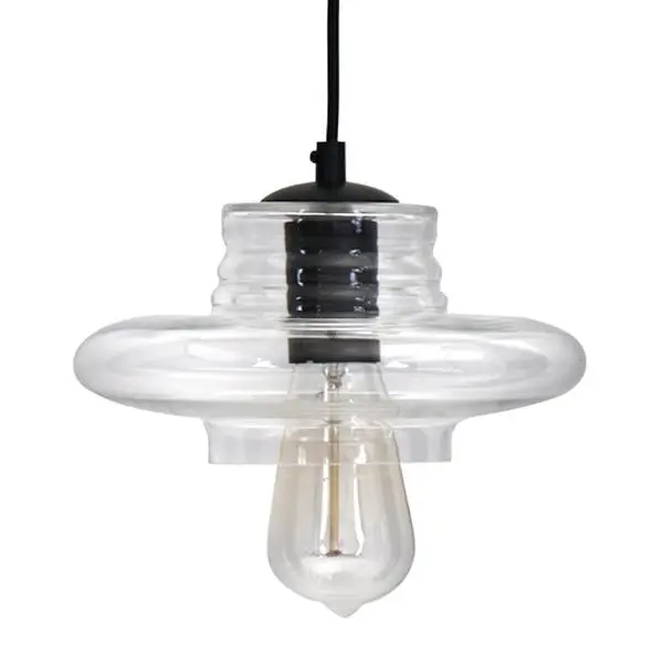 Nokaa Torus Saucer Pendant Light with Clear Glass Shade Modern Hanging Ceiling Lamp for Living Room Dining Room Kitchen Island Bedroom Hallway Entryway Fixture