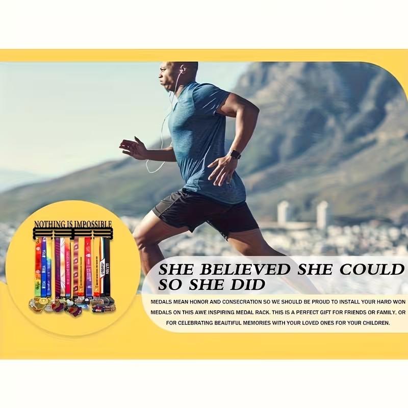Metal Medal Display Stand, Wall-Mounted Running Medals Holder, Sports Ribbon Organizer, Suitable for Runners Gymnasts