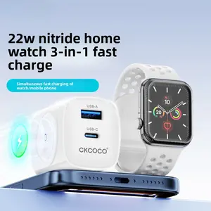 3-in-1 Magnetic Wireless Cordless PD USB-C Wall Charger Block - 20W Fast Charging, Includes Cable, Compatible with iWatch Ultra/9/8/7/6, iP