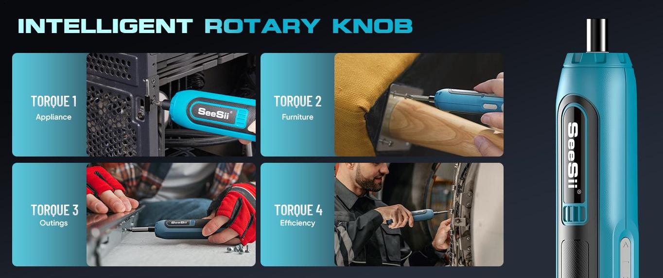 Seesii Electric Screwdriver, 37 Metal Bits, Max 6 N.m, 4 Torque Settings, 2000mAh Battery, LED Light Power Screwdriver Kit for Furniture/Computer/Electrical Repairs Bedroom Must-haves Tools #TikTokShopBacktoSchool SD100