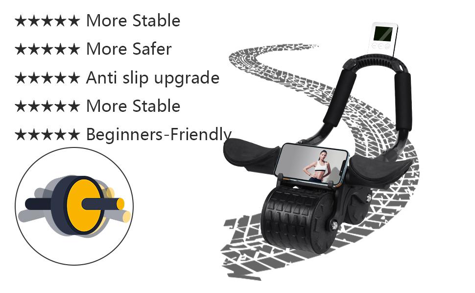 Ab Roller Wheel with Elbow Support, Automatic Rebound Abdominal Wheel,Ab Roller for Abdominal Exercise Machine,Abs Workout Equipment,Trainer Fitness Belly Training for Men & Women