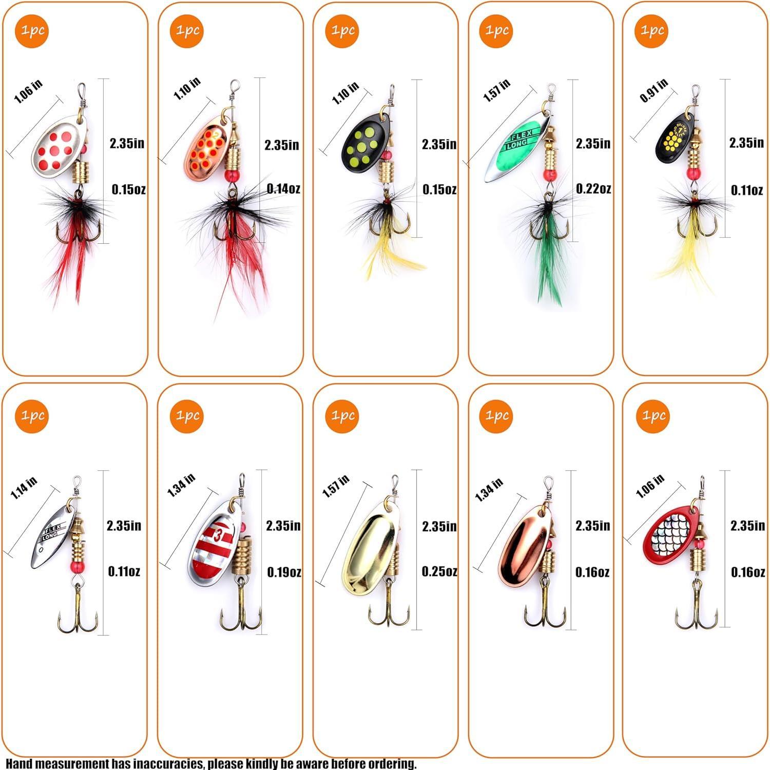 10/30pcs Fishing Lure Spinnerbait with Feathered Treble Hooks Rooster Tail Fishing Lures Spoon Lures for Bass Salmon Trout Spinner Baits with Tackle Box 10/30pcs Fishing Lure Spinnerbait with Feathered Treble Hooks Rooster Tail Fishing Lures Spoon Lures for Bass Salmon Trout Spinner Baits with Tackle Box