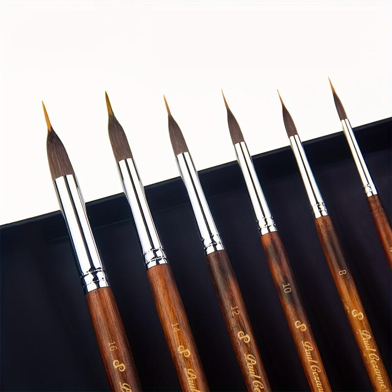 6pcs animal hair professional hook brush set, including 6 brushes of different models, is suitable for watercolor, acrylic and oil painting creation, and is a powerful tool for professional painters, art students and art lovers to express delicate strokes