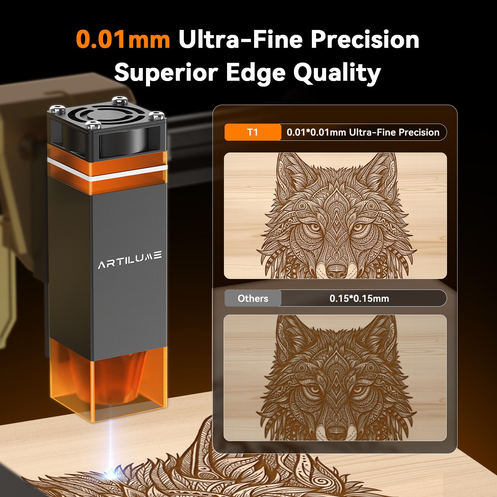 Artilume T1 Foldable Laser Engraver, No Assembly Required, Portable Use Anywhere, 10000mm/min Movement Speed, 0.01mm Accuracy, 200×150mm Working Area for Wood, Leather, Acrylic, and Coated Metal — Ideal for DIY & Small Businesses