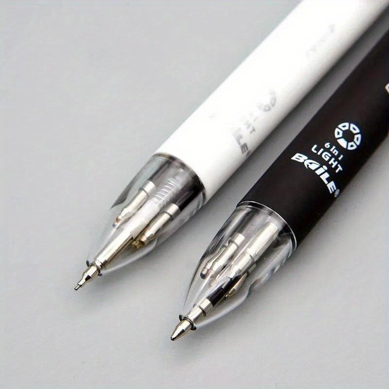 6-in-1 Creative Multicolor Ballpoint Pen Push Type Pens Multifunction ...