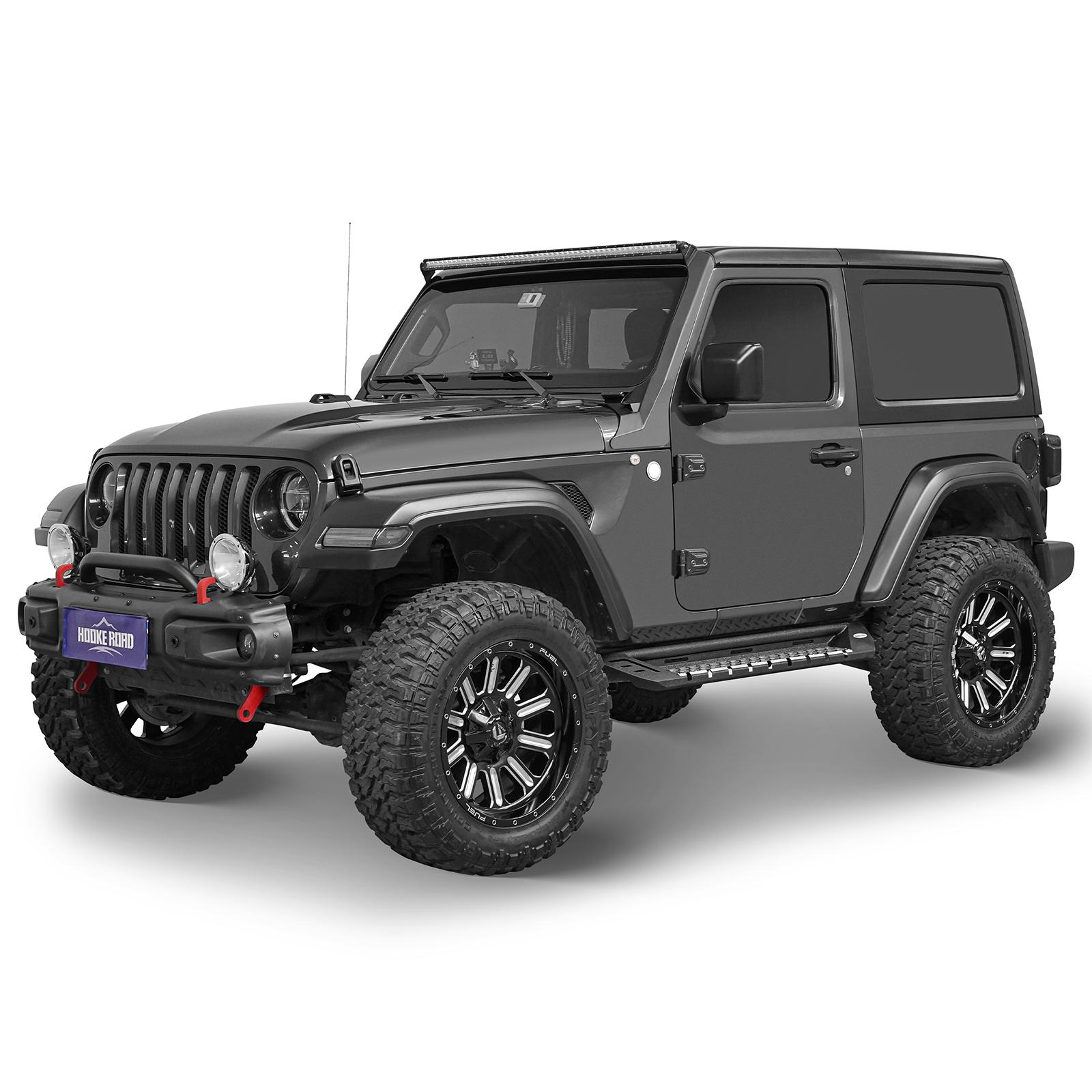 Hooke Road Wheel To Wheel Running Boards Side Step Bars For 2018-2026 Jeep Wrangler JL 2-Door Vehicle Accessories