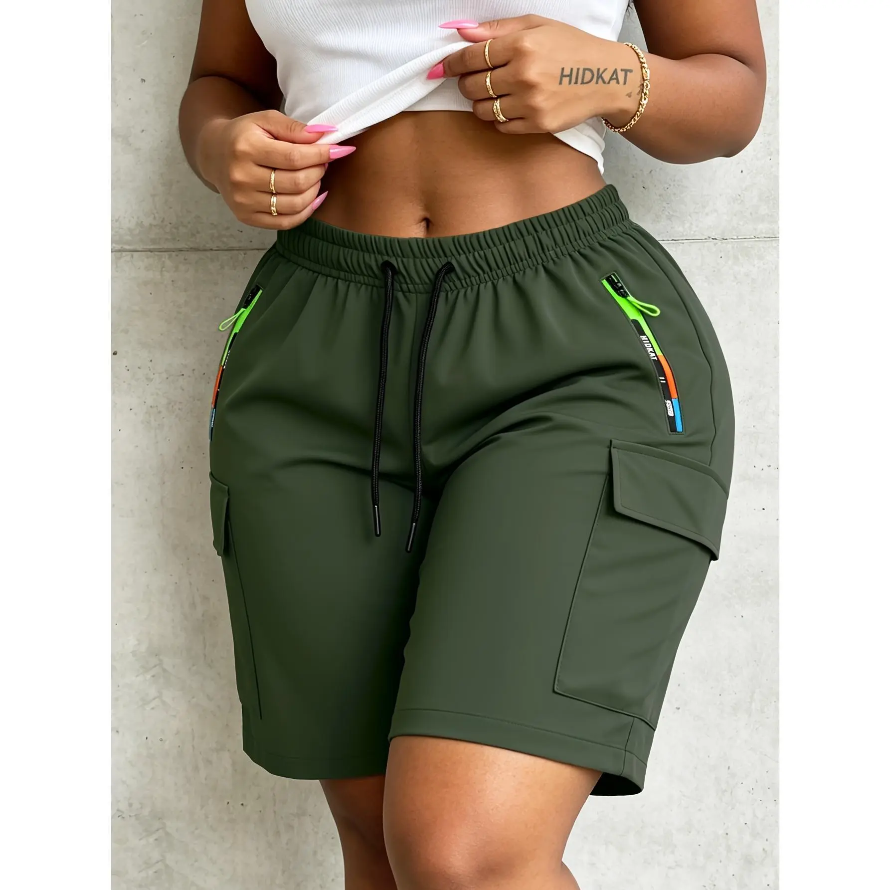 Women's Comfortable Activewear Sportswear Bottoms - 5-Pocket Work-Style Pants with Elastic Waistband, Adjustable Drawstring, Lightweight Breathable Fabric for Outdoor Activities, Office Wear