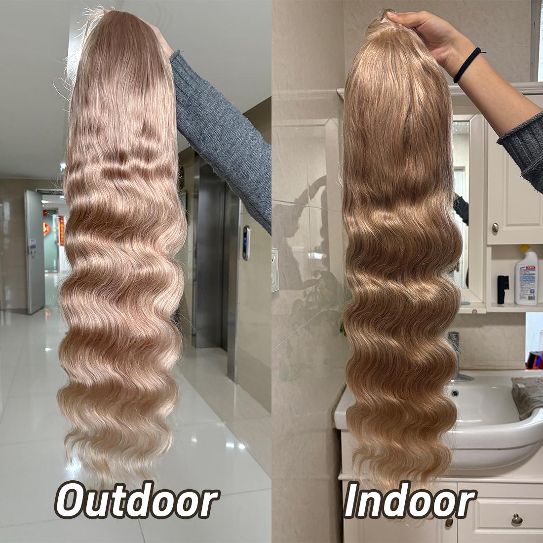 200% Density Ash Blonde Milk Tea Human Hair Lace Front Wig Body Wave 13X6 HD Transparent Lace Frontal Wig Glueless With Band Beginer Friendly Ombre Blonde Human Hair Wigs Pre Plucked Natural Hairline With Baby Hair SpringStatements