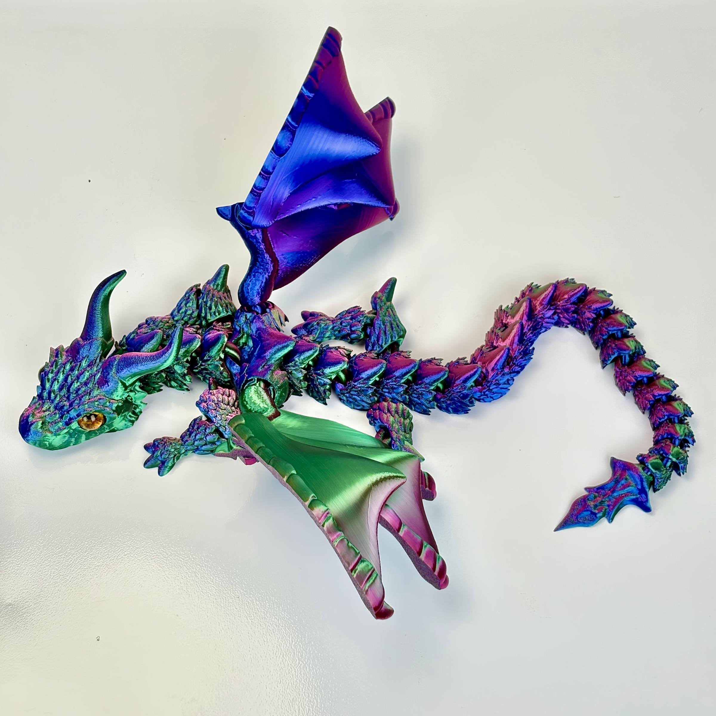 SPACE DRAGON 緑紫フィギュア 約28cm 3D Printed Dragon Dual-Horn Flying Dragon Flexible Multi-Jointed