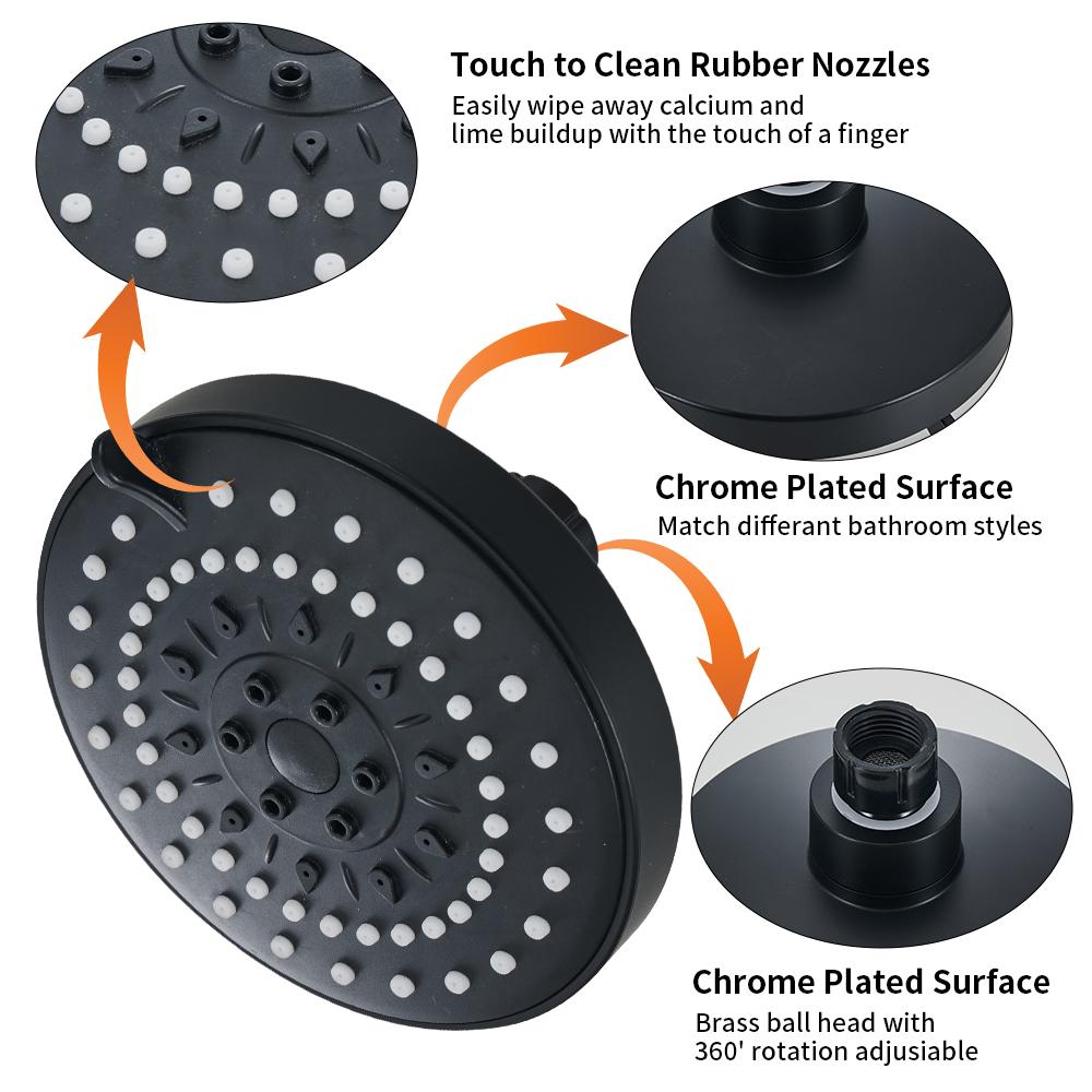 High-Pressure Rain Shower Head, Easy Installation, 5 Spray Modes, Modern Bathroom Upgrade, Polished Finish, Wall-Mounted, Luxury Bath Accessories