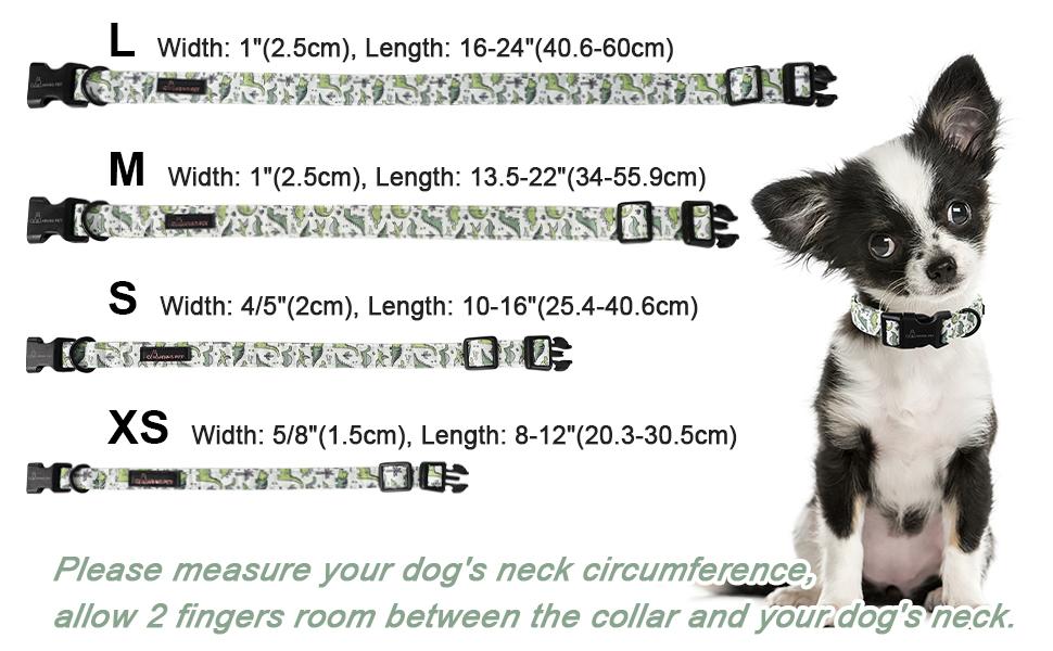 ARING PET Dinosaur Dog Collar-Cute Dog Collar for Small Dogs, Adjustable Comfortable Cotton Boy Dog Collars for Small Medium Large Dogs, Small