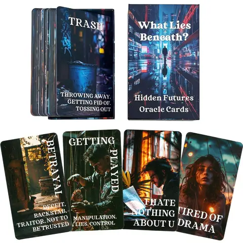 What Lies Beneath Hidden Card Game, Themed Card Game Sets, 56pcs/set Oracle Card Desktop Game for Adults, Fun Interactive Party Game for Family Friends, Conversation Card Game, Party Game Cards, Cards Games