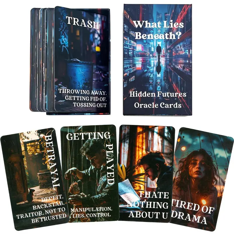 What Lies Beneath Hidden Card Game, Themed Card Game Sets, 56pcs/set Oracle Card Desktop Game for Adults, Fun Interactive Party Game for Family Friends, Conversation Card Game, Party Game Cards, Cards Games