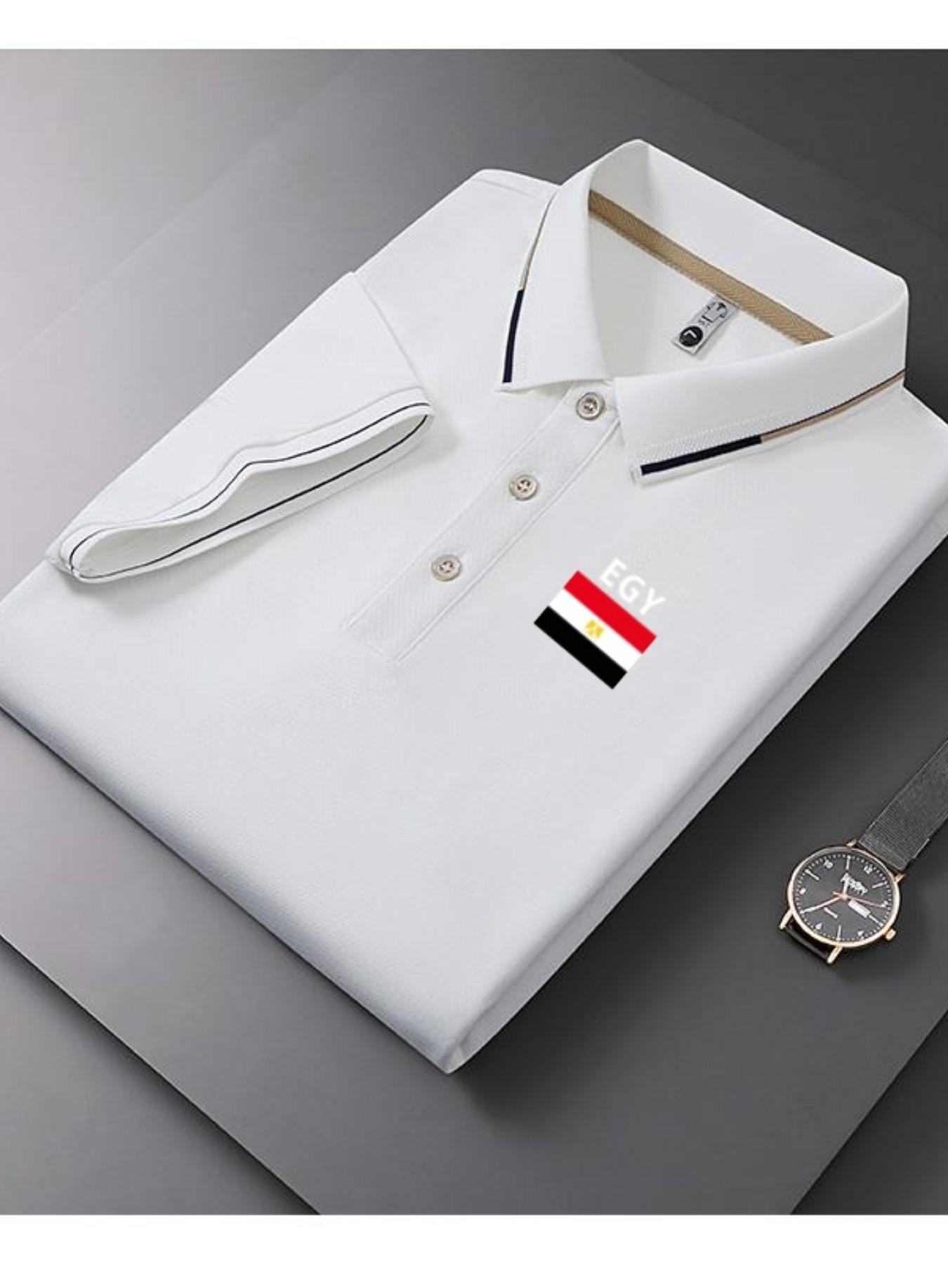 Men's Casual Summer Print T-Shirt, Iceland Flag Design, Geometric Pattern, Lightweight Breathable Polo Shirt, Short Sleeve Top