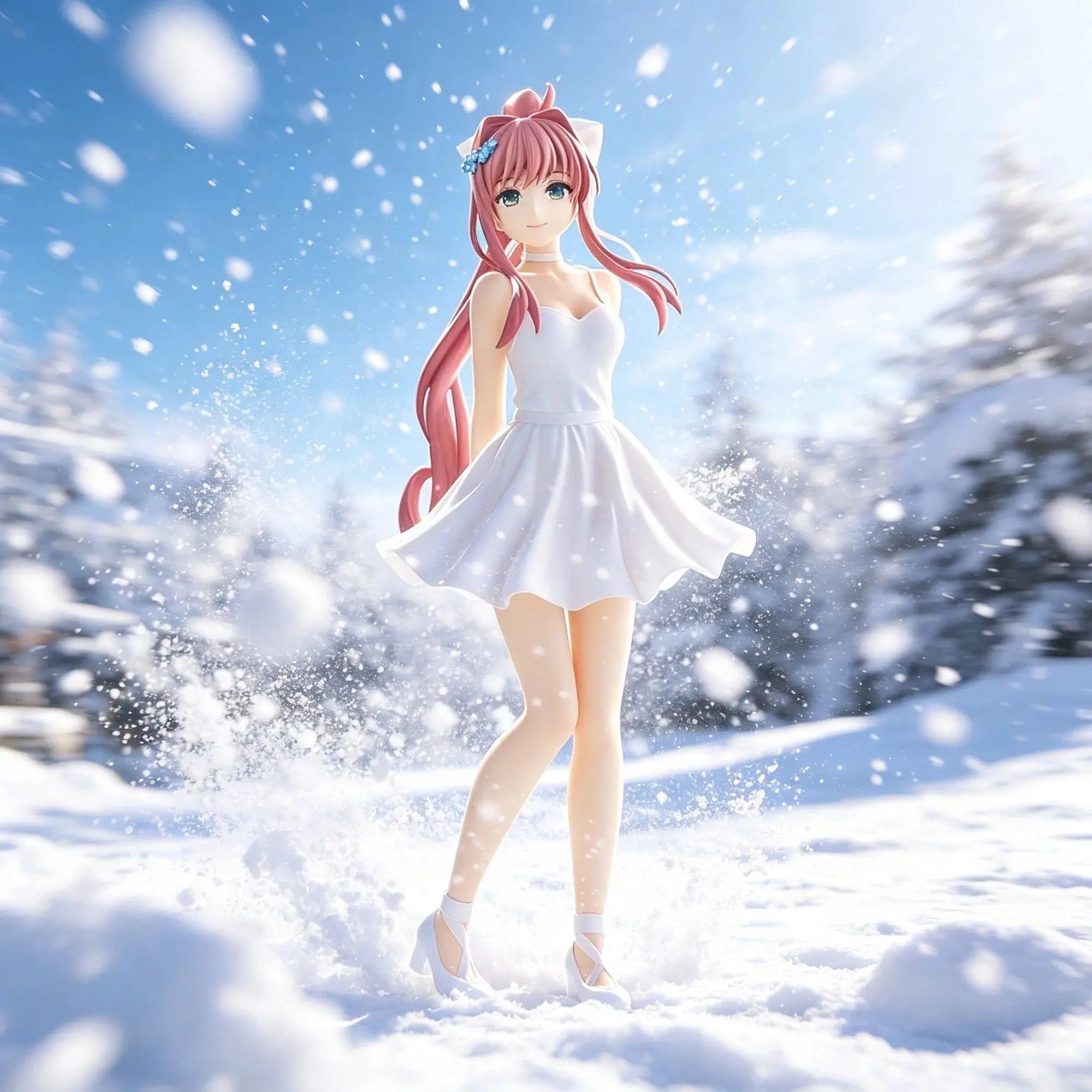2026 New hot item Doki Doki Literature Club! Cute Monika Ball Gown Anime Figure Model Ornament Collectible Toys Girls Gift