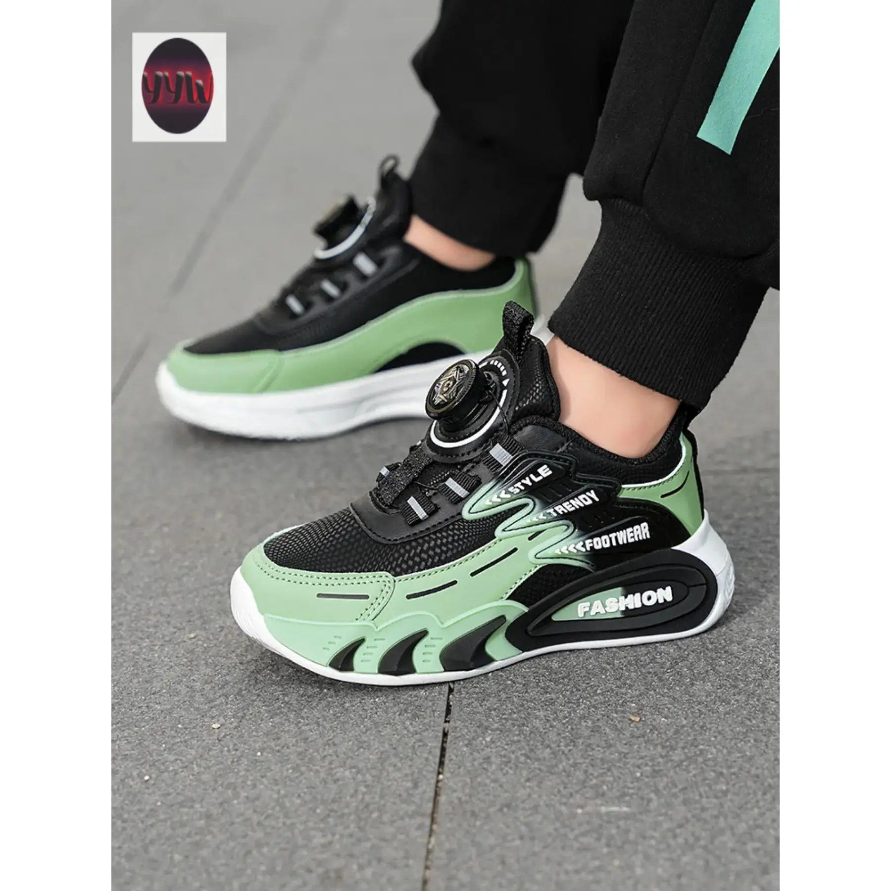 YYW1 Kids' Low-Top PU Leather Color Block Sneakers - All Seasons, Slip-On Ease, Athletic Training Running Shoes, Breathable Comfortable Flat Footwear for Boys & Girls