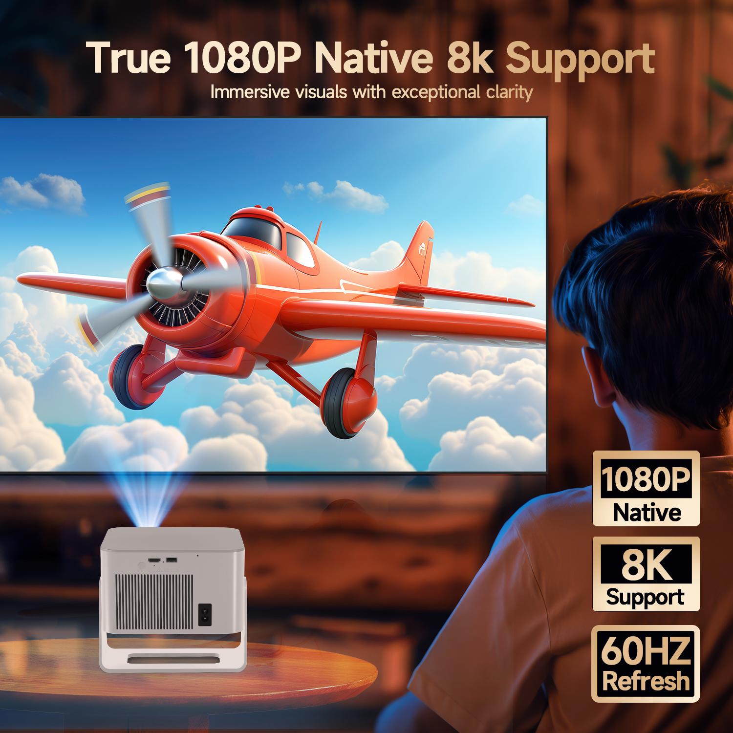 [US warehouse] Magcubic HY350MAX Projector 900ANSI Auto Focus 8K Decode Android 14 Allwinner H726 Built-in 15W HiFi Speaker Dual WiFi6 BT5.4 Native 1080P 1.0:1 short Throw Portable Smart Projector For Home Cinema Movie Night, Gift, Summervibes