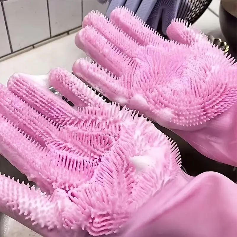 Dual-Purpose Gloves for Dishwashing And Pet Bathing / Cleaning Tools for Home/Bathroom / Scrubbing Gloves with Textured Surfaces